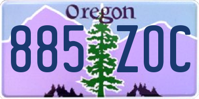 OR license plate 885ZOC