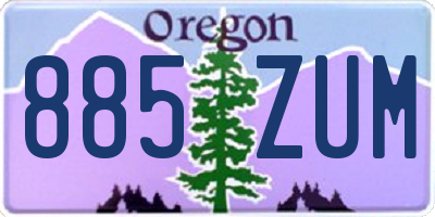 OR license plate 885ZUM