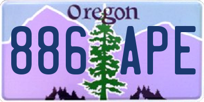 OR license plate 886APE