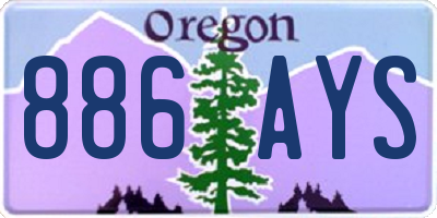 OR license plate 886AYS