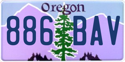 OR license plate 886BAV