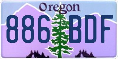 OR license plate 886BDF