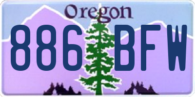 OR license plate 886BFW