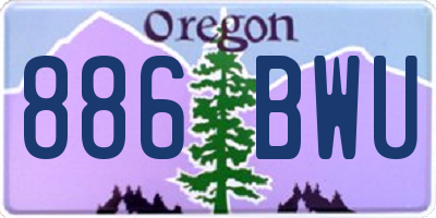 OR license plate 886BWU