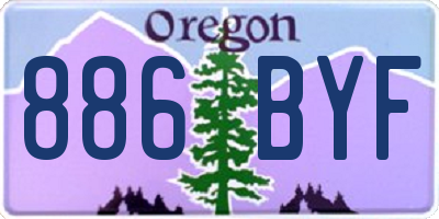 OR license plate 886BYF