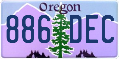 OR license plate 886DEC