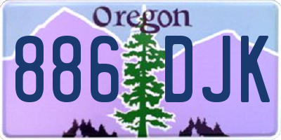 OR license plate 886DJK