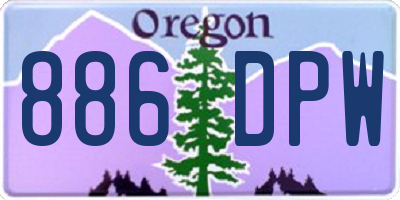 OR license plate 886DPW