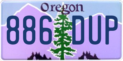 OR license plate 886DUP