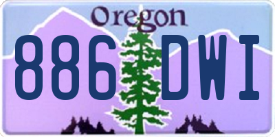 OR license plate 886DWI