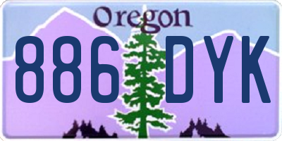 OR license plate 886DYK