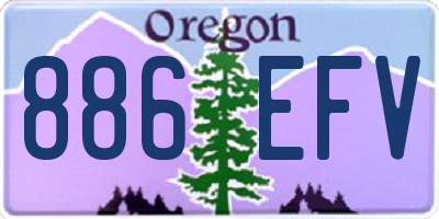OR license plate 886EFV