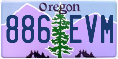 OR license plate 886EVM