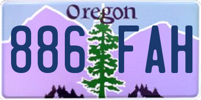 OR license plate 886FAH