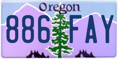 OR license plate 886FAY