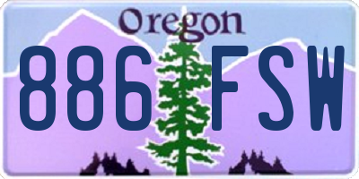 OR license plate 886FSW
