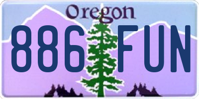 OR license plate 886FUN