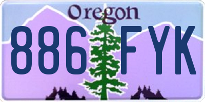 OR license plate 886FYK