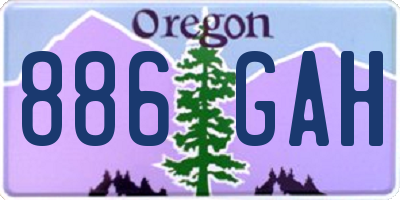 OR license plate 886GAH