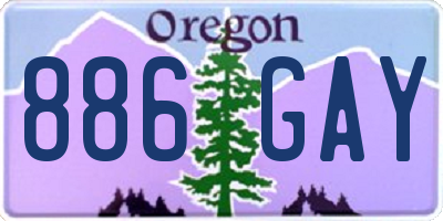 OR license plate 886GAY