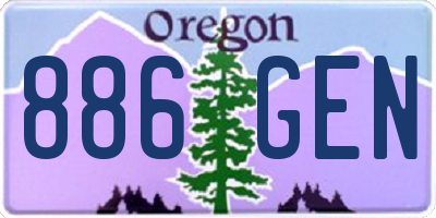 OR license plate 886GEN
