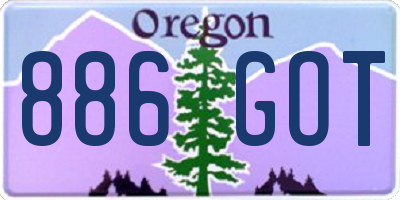 OR license plate 886GOT