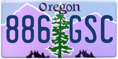 OR license plate 886GSC