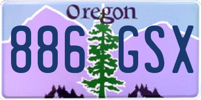 OR license plate 886GSX