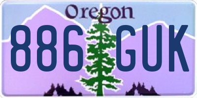 OR license plate 886GUK