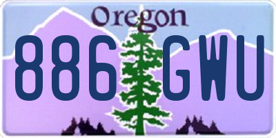 OR license plate 886GWU