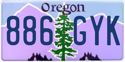 OR license plate 886GYK