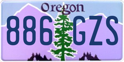 OR license plate 886GZS
