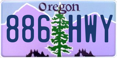 OR license plate 886HWY