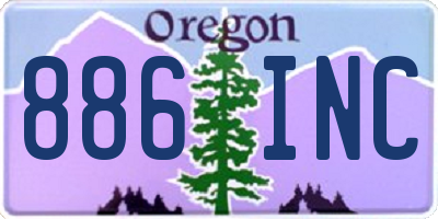 OR license plate 886INC