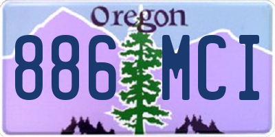 OR license plate 886MCI