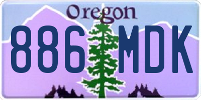 OR license plate 886MDK