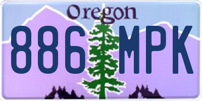 OR license plate 886MPK