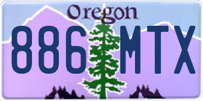 OR license plate 886MTX