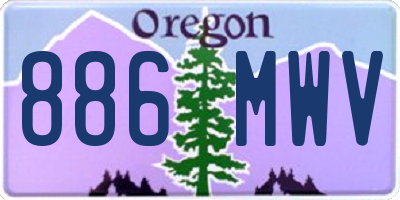 OR license plate 886MWV
