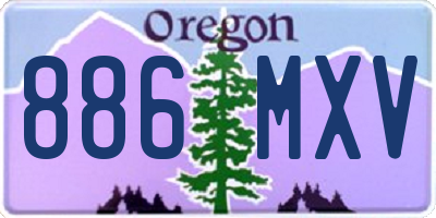 OR license plate 886MXV