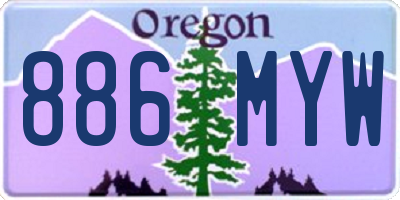 OR license plate 886MYW