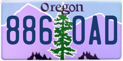 OR license plate 886OAD