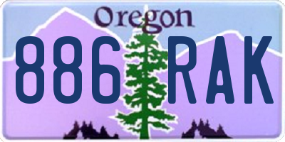 OR license plate 886RAK