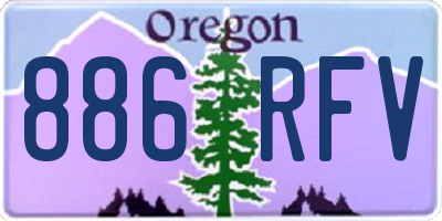 OR license plate 886RFV