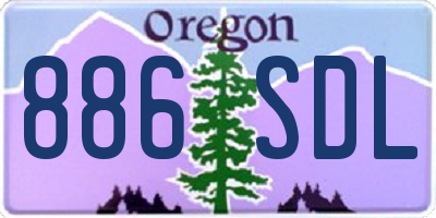 OR license plate 886SDL