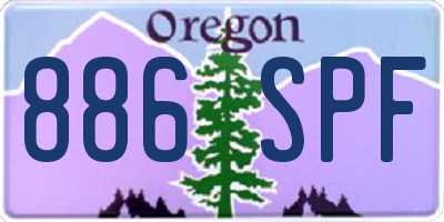 OR license plate 886SPF