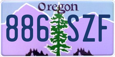 OR license plate 886SZF