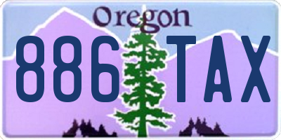 OR license plate 886TAX