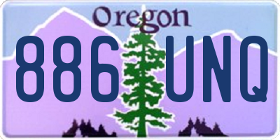 OR license plate 886UNQ