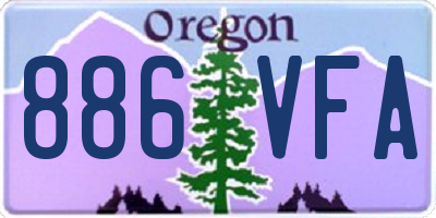 OR license plate 886VFA